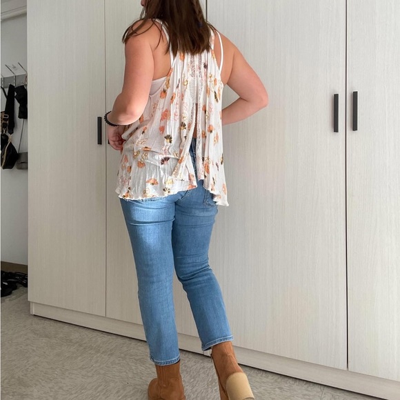 Free People Floral Tank Top - White and Orange - Picture 10 of 16